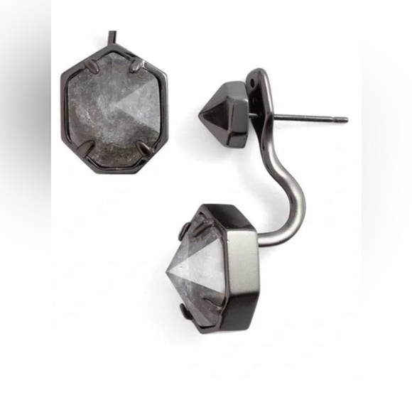 Kendra Scott; Jordy Earrings with Jacket Earrings, Mirror Rock, Gun Metal - Picture 2 of 4